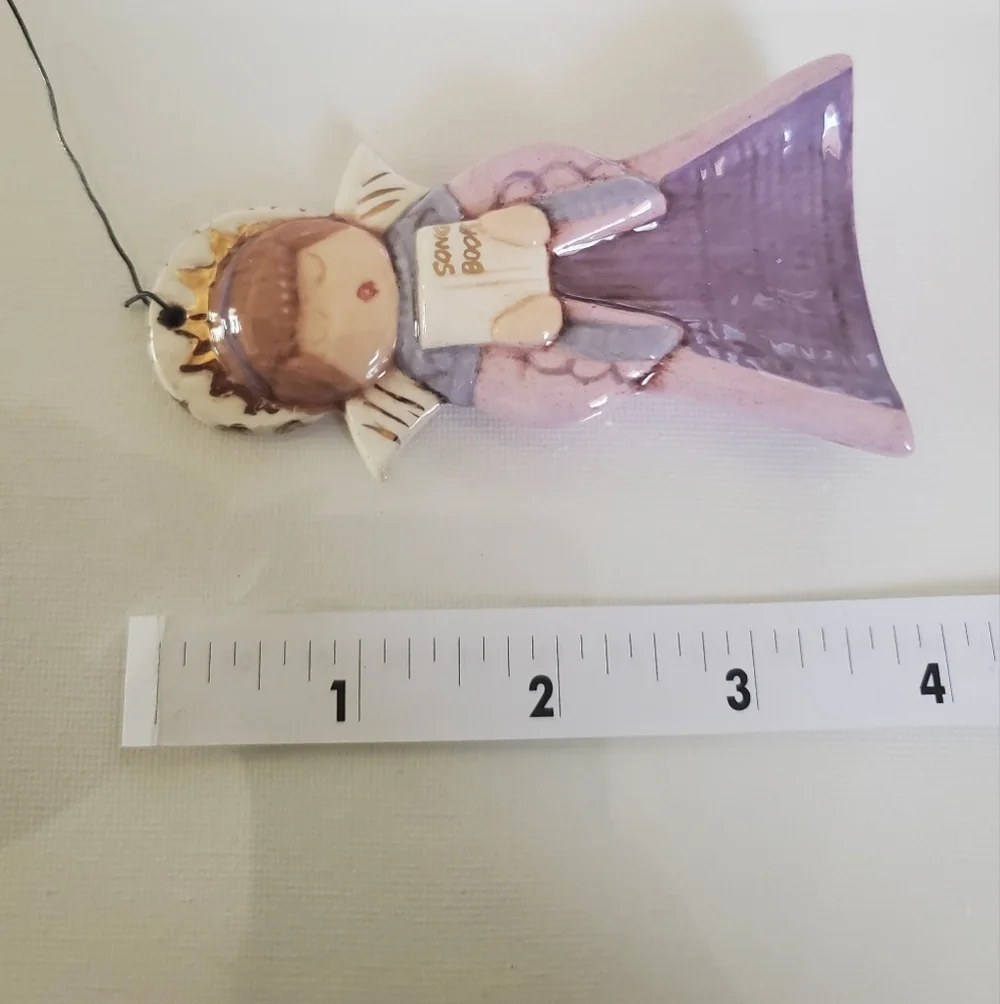 Vintage 1983 Ceramic Hand Painted Angel Ornament *Signed*